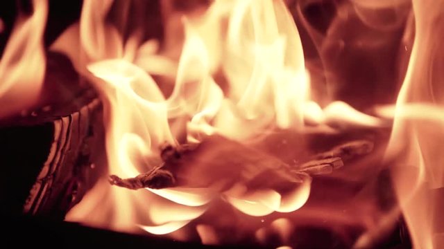 Extreme Close Up of fire burning in slow motion