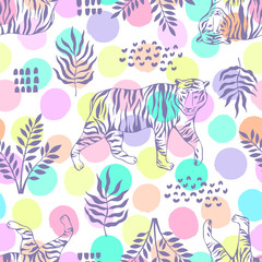 Fototapeta premium Tropical seamless pattern. Safari wallpaper.