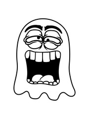 horror geist gespenst gruselig halloween gesicht augen verrückt verwirrt cartoon schreien mund großes maul brüllen comic lustig witzig zähne zunge gesicht clipart design
