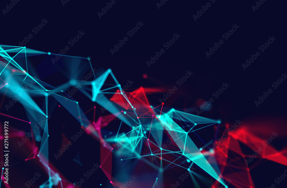 Aufkleber dots and lines connection on abstract technology background.
