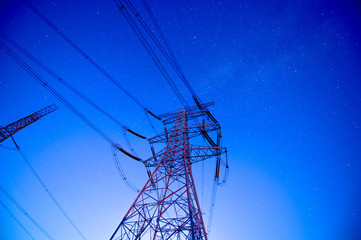 The power supply facilities of contour in the evening