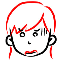 顔アイコン　女性　筆　表情