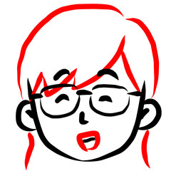 顔アイコン　女性　筆　表情