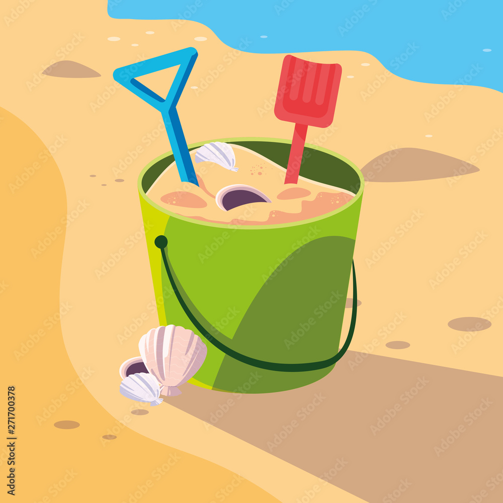 Poster Sand bucket in the beach design