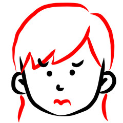 顔アイコン　女性　筆　表情