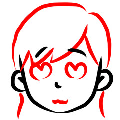 顔アイコン　女性　筆　表情