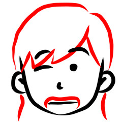 顔アイコン　女性　筆　表情
