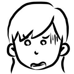 顔アイコン　女性　筆　表情