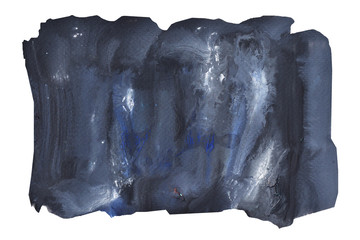 Gray and white stains flow on black color surface , Abstract background and illustration from acrylic color painting