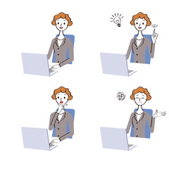 パソコンと会社員女性