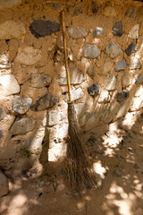 a wooden broom