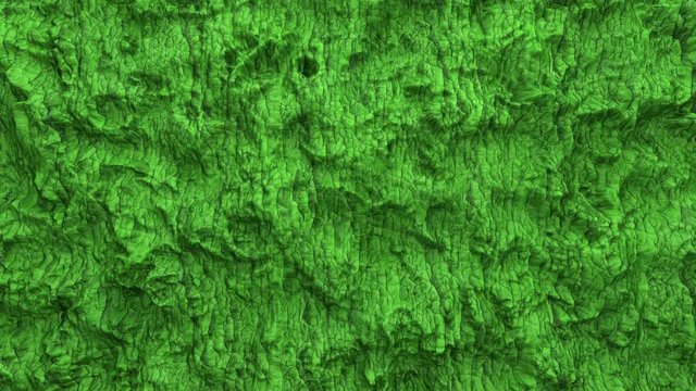 Volume texture of wood, stone, clay or corkwood. 3D animation of green pattern.