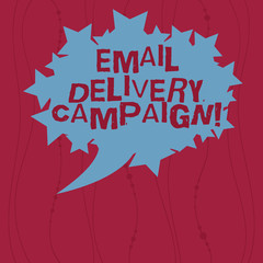 Writing note showing Email Delivery Campaign. Business photo showcasing sending a commercial message to a group of showing Blank Oval Color Speech Bubble with Stars as Outline photo Text Space