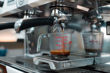 black coffee morning on coffee maker