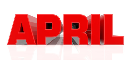3D April word on white background 3d rendering