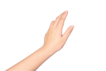 Woman hand isolated on white background