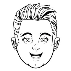 boy face avatar profile picture black and white
