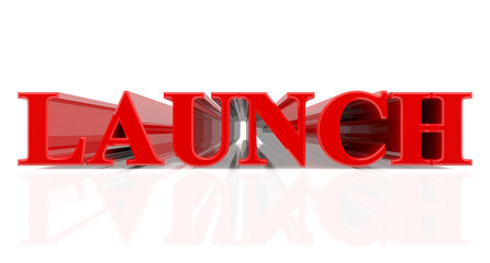 3D LAUNCH word on white background 3d rendering