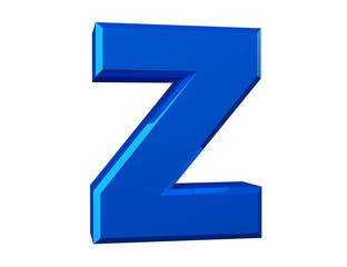 the blue letter Z on white background 3d rendering