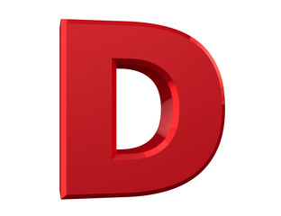 the red letter D on white background 3d rendering