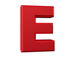 the red letter E on white background 3d rendering