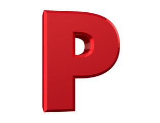 the red letter P on white background 3d rendering