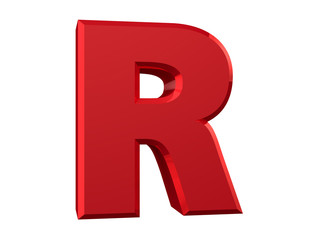 the red letter R on white background 3d rendering