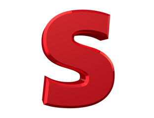 the red letter S on white background 3d rendering