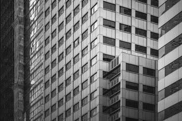 Hong Kong Commercial Building Close Up, Black and White style