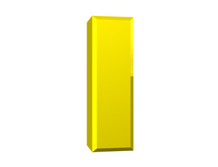 the yellow letter I on white background 3d rendering