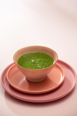 Homemade vegetable baby food. Broccoli puree for baby