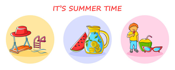 Hello Summer vacation background with holiday and travel theme  in vector