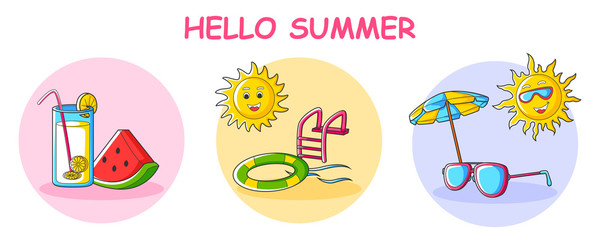 Hello Summer vacation background with holiday and travel theme  in vector