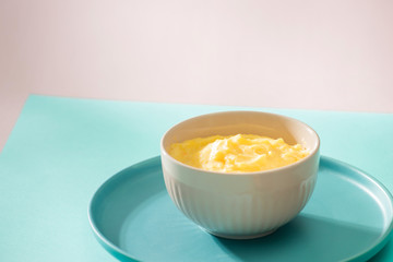 Homemade vegetable baby food. Potato puree for baby