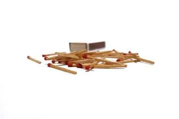 Wooden match and match box isolated