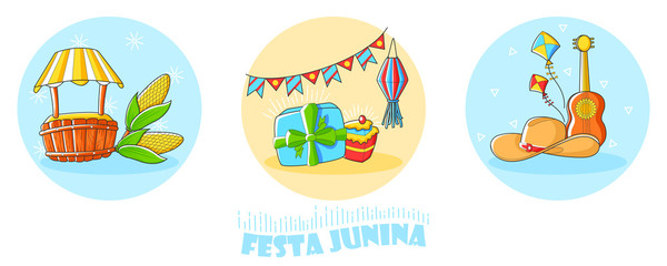 Fototapeta premium Festa Junina Celebration of Brazil festival in vector