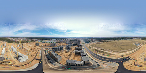 construction of new buildings in the city residential area. panoramic aerial view