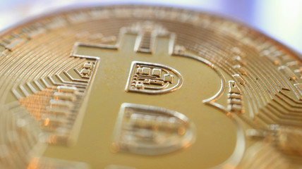 Fototapeta na wymiar Very Close up the Pile of Bitcoins