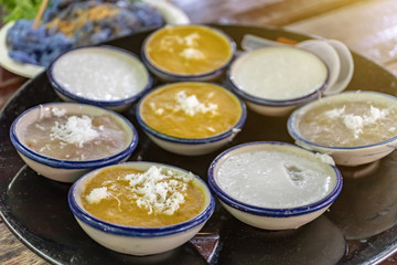 Tan's colorful candy is a Thai dessert.