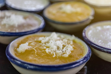 Tan's colorful candy is a Thai dessert.