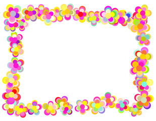 カラフルな暖色の花のフレーム Colorful warm colored flower frame