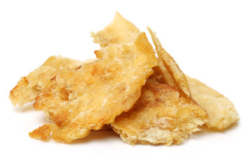 Dried fish slice on white background
