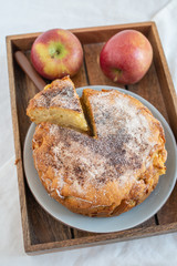 home made sweet apple pie with red apples