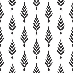 Tribal pattern. Herringbone seamless background. Ikat chevron wallpaper. Textured black and white graphic design. Can be used for textile, wrapping paper. - 271712565