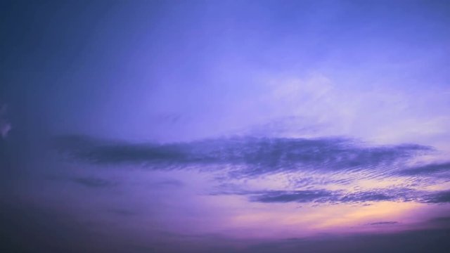 sunset sky and silhouette purple cloud moving and transparent