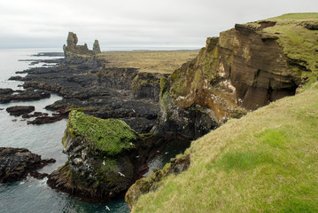 Fototapeta na wymiar Londrangar Basalt Cliffs in Iceland