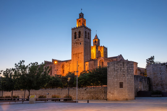 Monastery of Sant Cugat illuminated