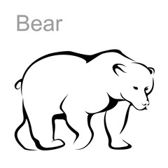 Bear image, outline, vector illustration. The bear is coming.