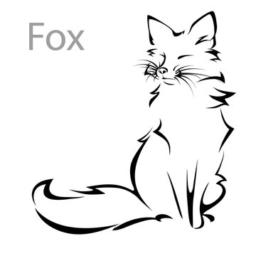 fox contour. Vector image of a fox. Tattoo, drawing