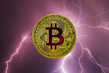 Bitcoin and cryptocurrency investing concept - Bitcoin against ightning